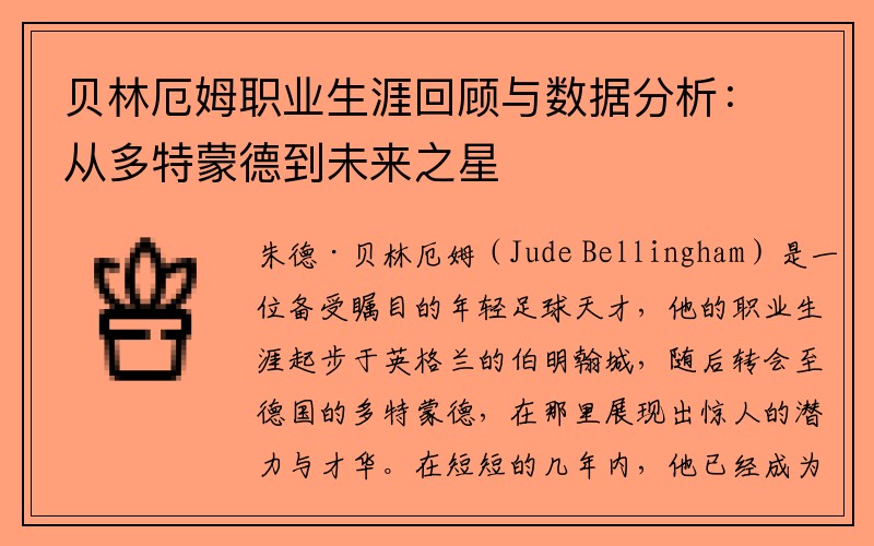 贝林厄姆职业生涯回顾与数据分析：从多特蒙德到未来之星