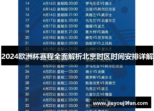 2024欧洲杯赛程全面解析北京时区时间安排详解